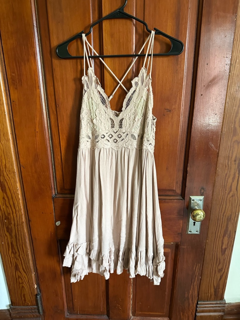 Vici Cream Crochet Bodice Mini Dress
